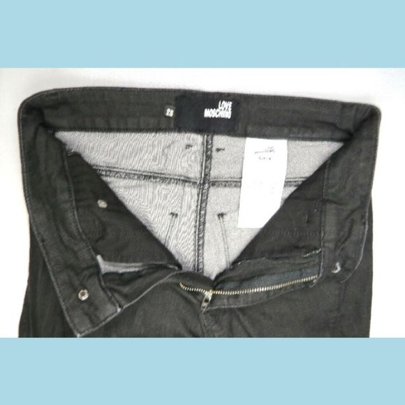 Love Moschino Womens Jeans Made in Italy 26 27/28 Stretch Slim Destroyed Denim - Picture 12 of 12